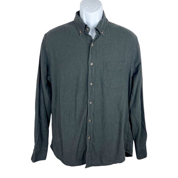 J Crew Button Down Shirt Men Large Grey Brushed Twill Slim Cotton Long Sleeve - Picture 1 of 12